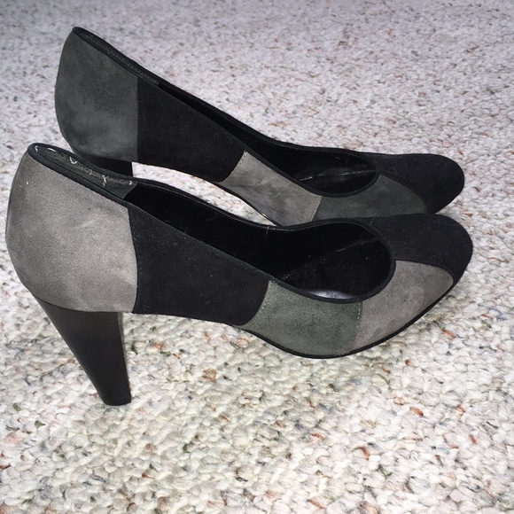 Black grey colorblock leather heels - Picture 2 of 6